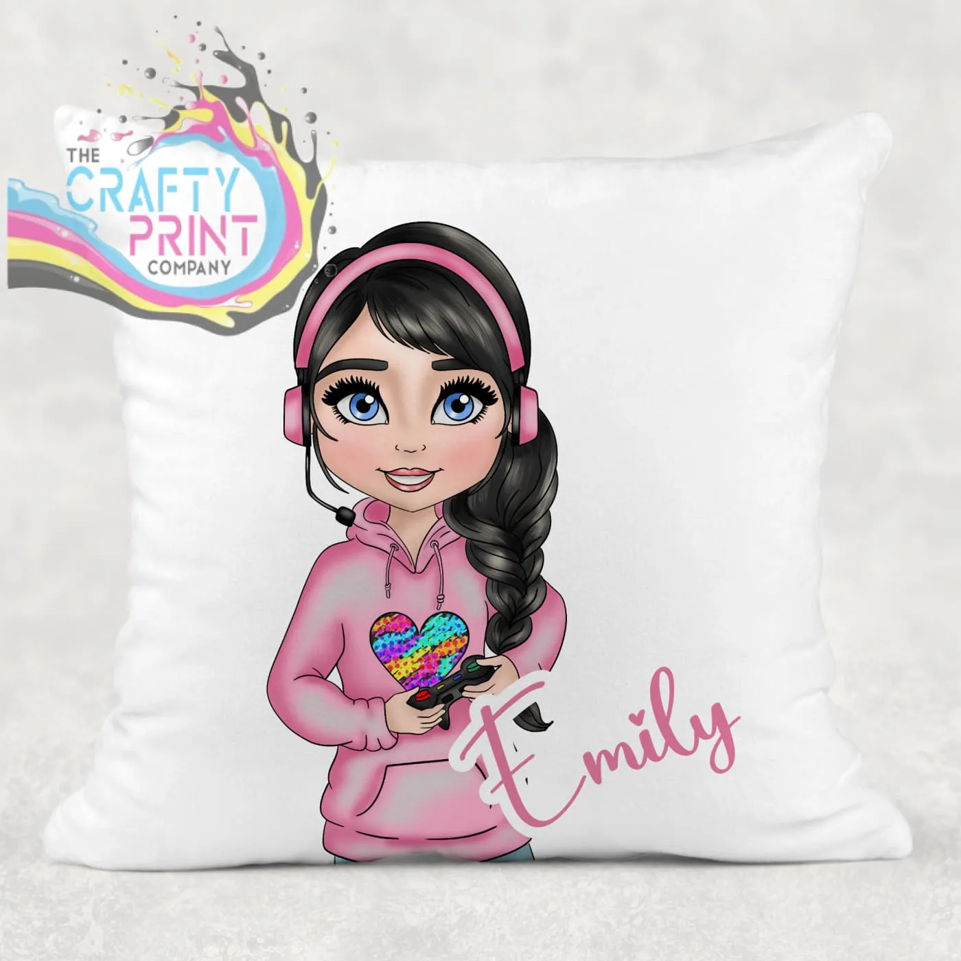 Gamer Girl Pink Personalised Cushion