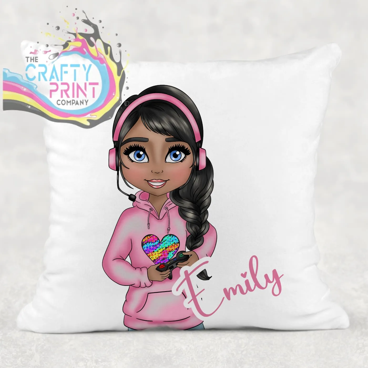Gamer Girl Pink Personalised Cushion