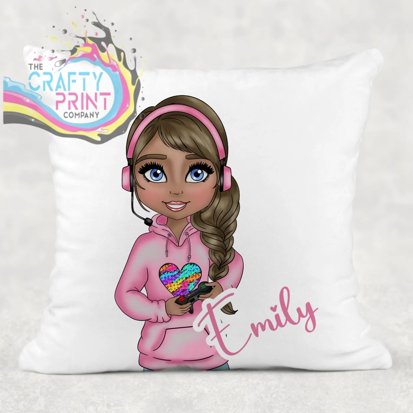 Gamer Girl Pink Personalised Cushion