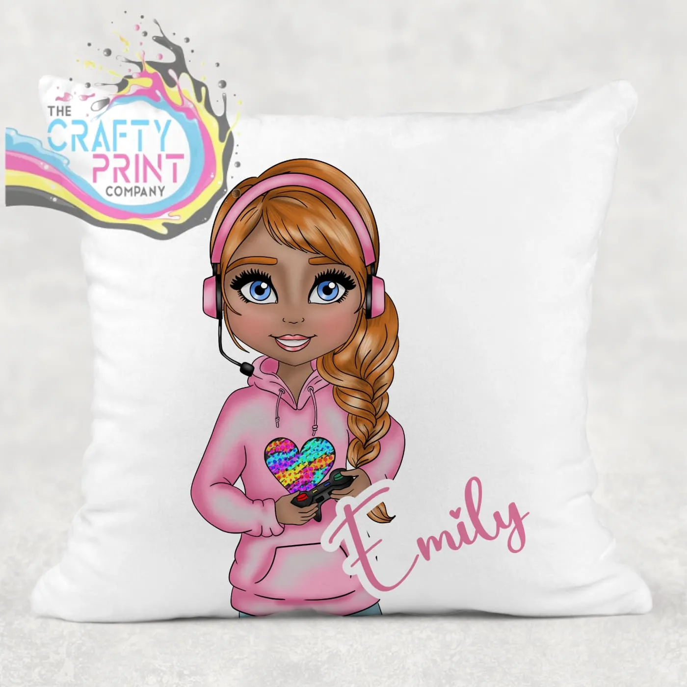 Gamer Girl Pink Personalised Cushion