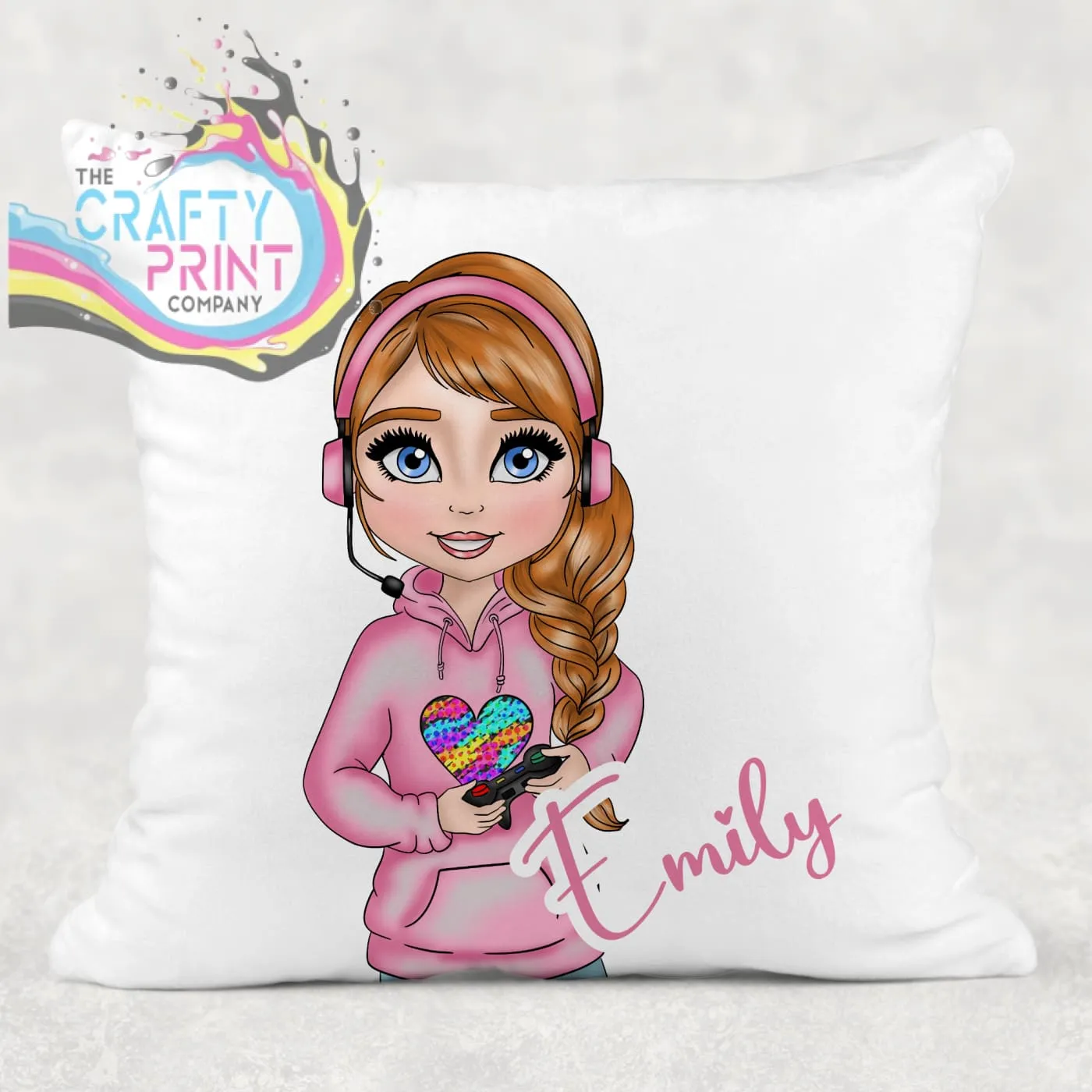 Gamer Girl Pink Personalised Cushion