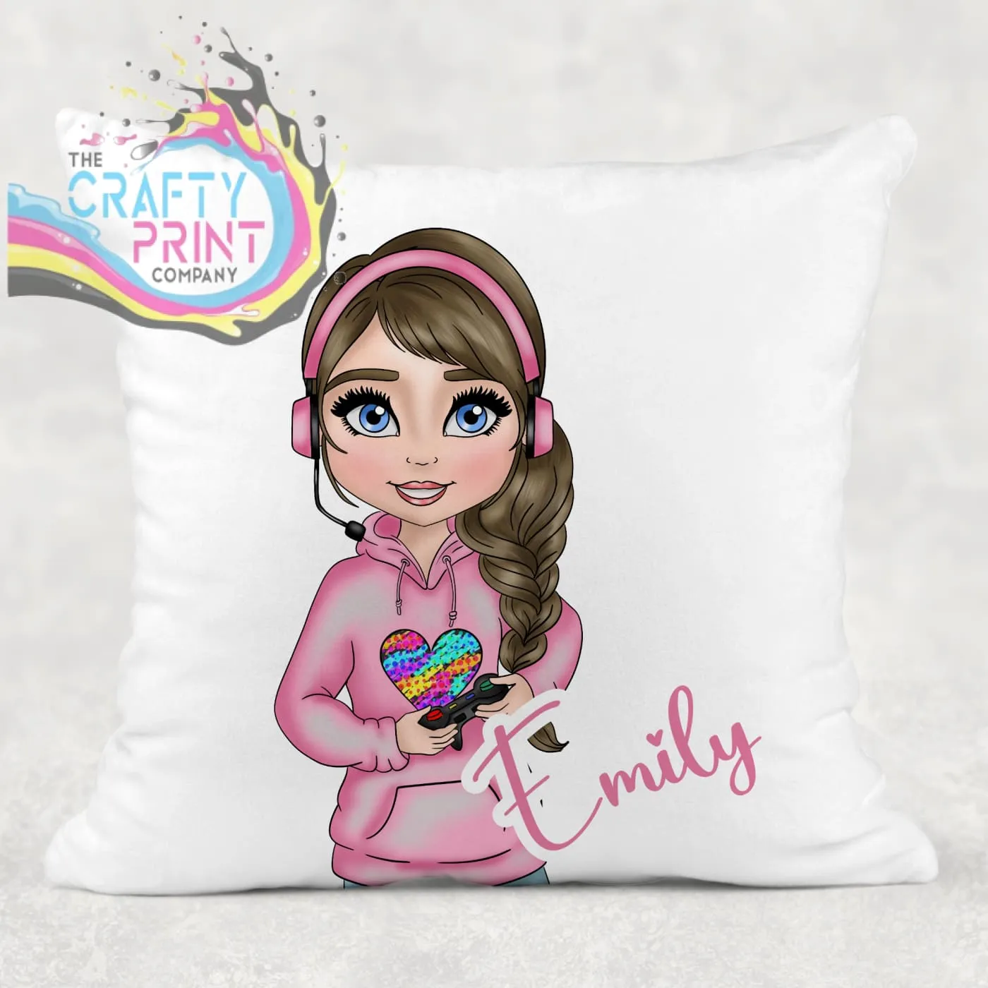 Gamer Girl Pink Personalised Cushion