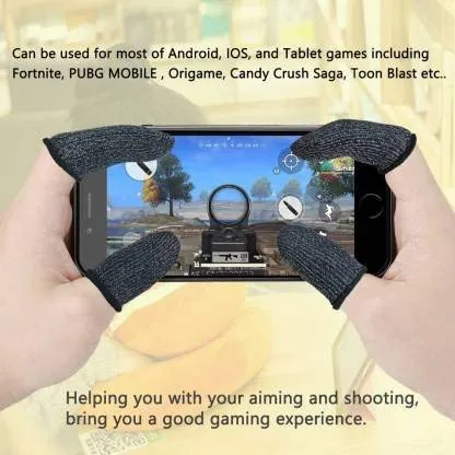 Gaming Anti-Slip Thumb Sleeve, Increase Your Gaming Score Slip-Proof Sweat-Proof Professional Touch Screen Thumbs Finger Sleeve for Pubg &Call of Duty Mobile Phone Gaming Gloves - 2 pairs