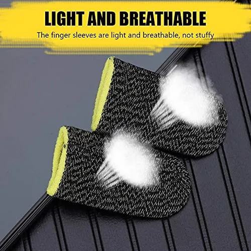 Gaming Anti-Slip Thumb Sleeve, Increase Your Gaming Score Slip-Proof Sweat-Proof Professional Touch Screen Thumbs Finger Sleeve for Pubg &Call of Duty Mobile Phone Gaming Gloves - 2 pairs