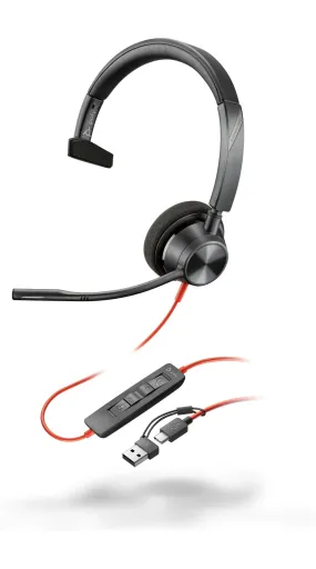 HP Poly Blackwire 3310 Monaural USB-C Headset  USB-C/A Adapter