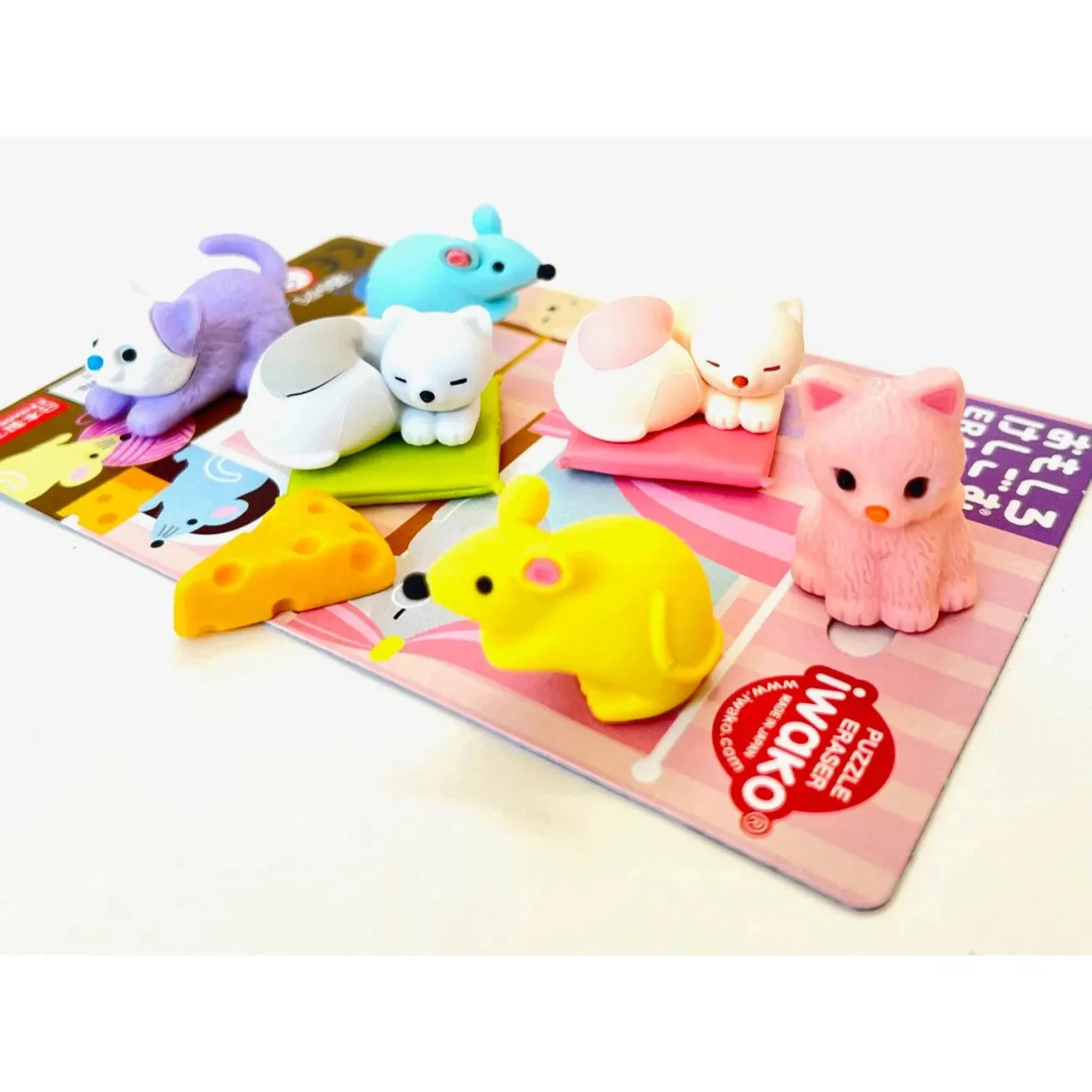Iwako cat & mouse puzzle eraser set