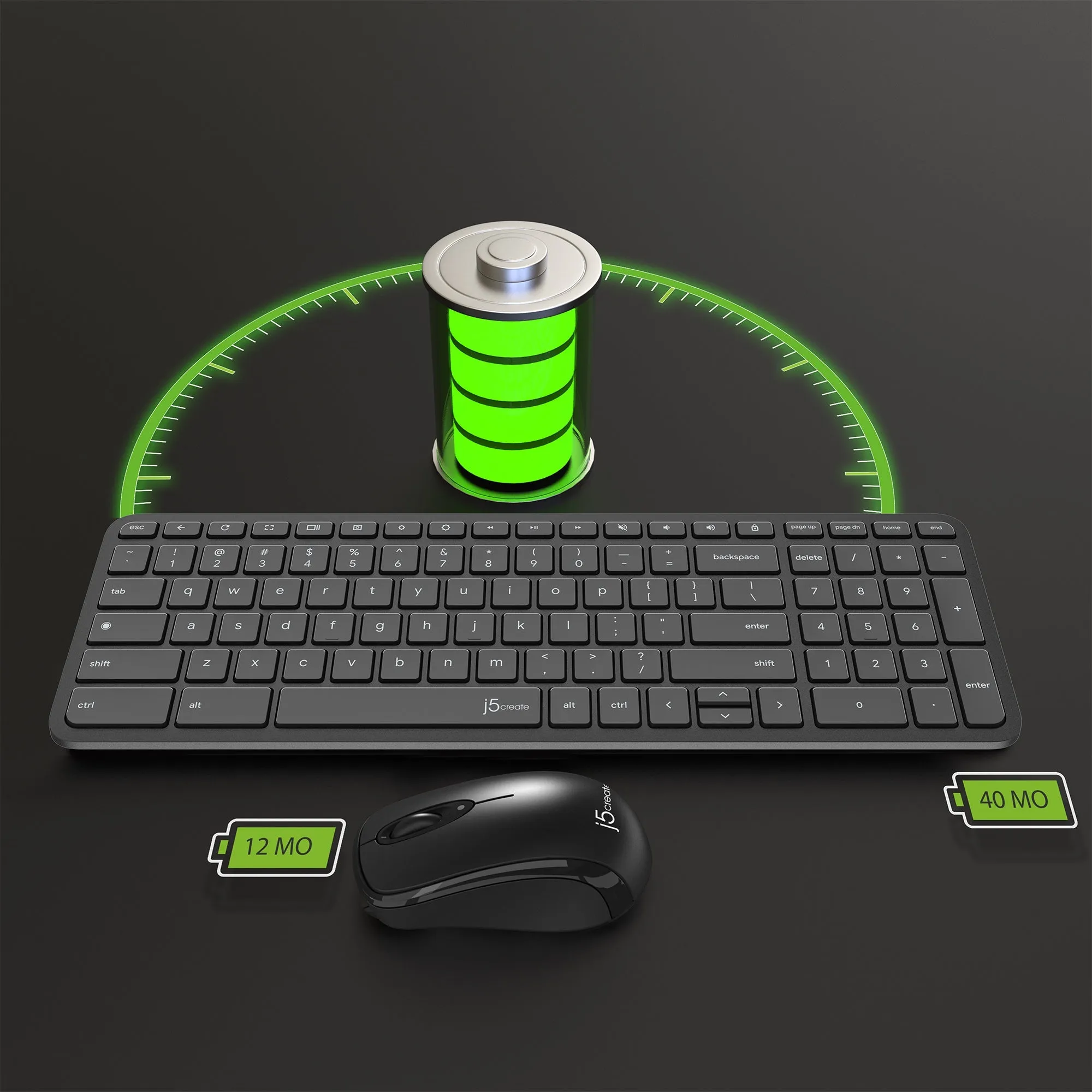 j5create Compact Wireless Keyboard and Mouse for Chrome OS™, JIKBW602