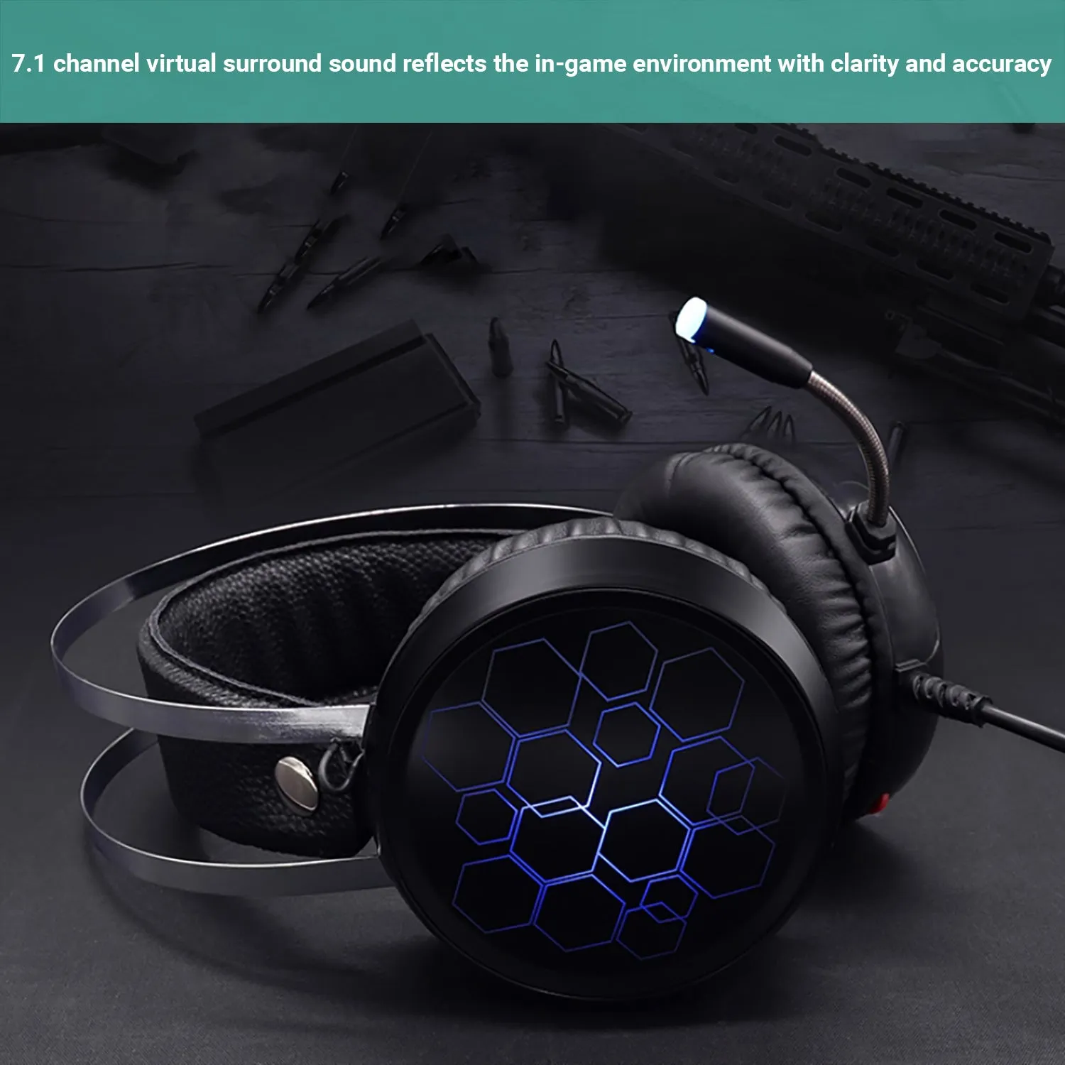 Kartech Gaming Headset Wired Game LED Light Headphones Microphone Noise Cancel