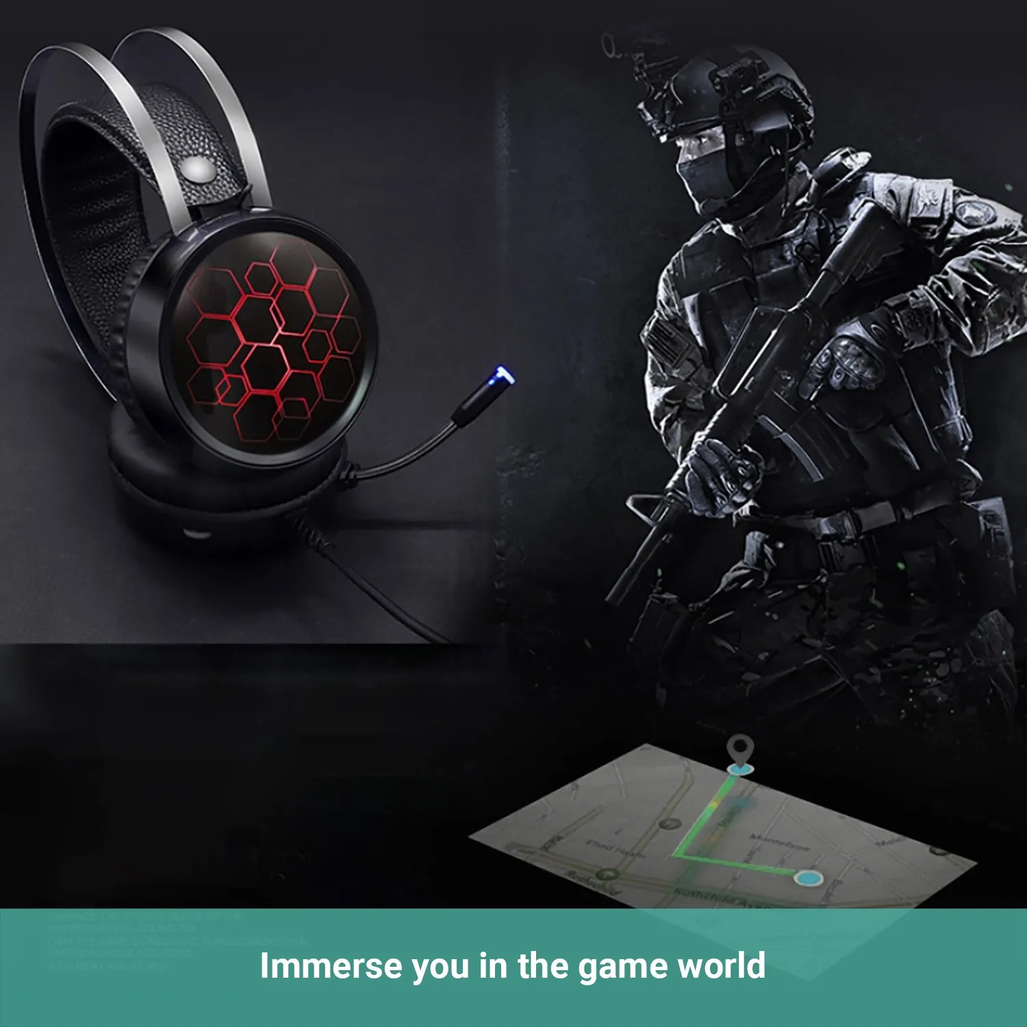 Kartech Gaming Headset Wired Game LED Light Headphones Microphone Noise Cancel