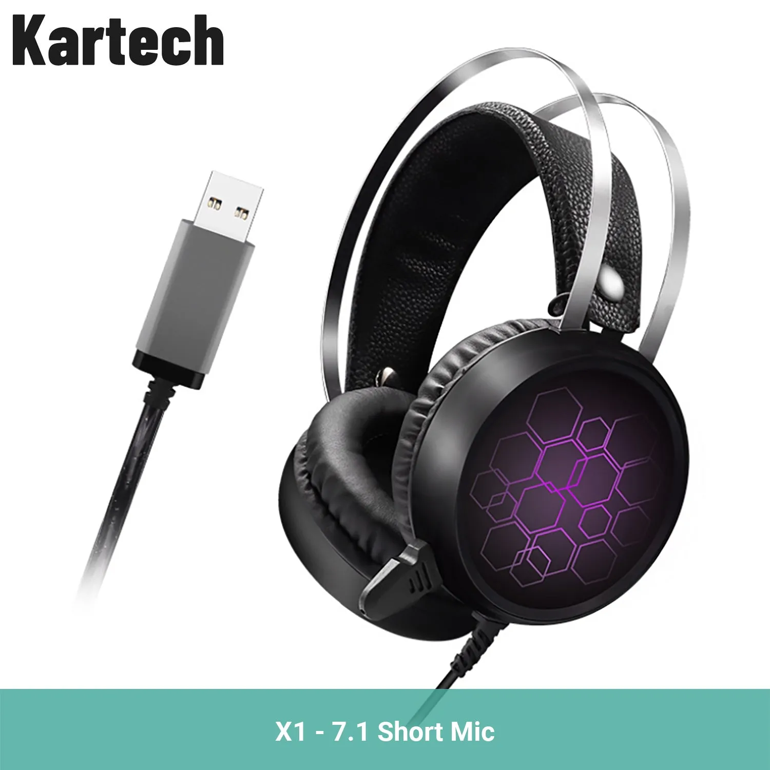 Kartech Gaming Headset Wired Game LED Light Headphones Microphone Noise Cancel