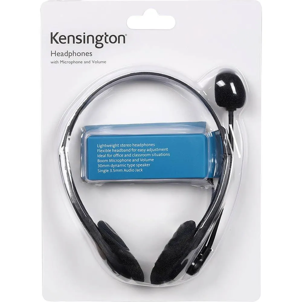 Kensington Light Weight Headset with Microphone Headphone Black