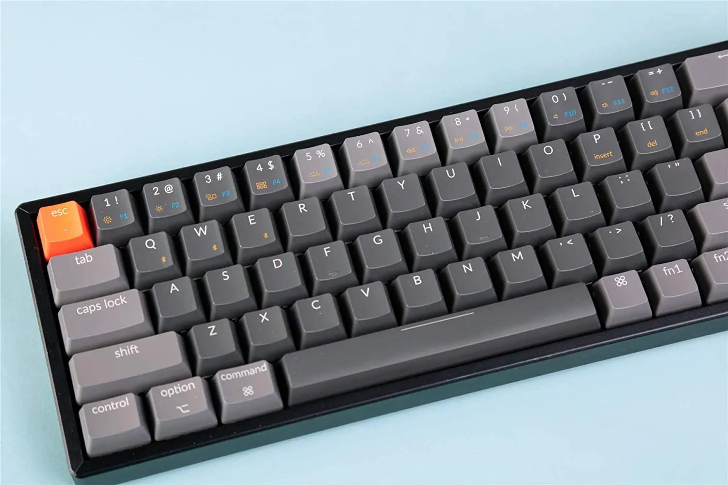Keychron K6 68-Key Wireless Bluetooth/USB Wired Gaming Mechanical Keyboard, Compact 65% Layout RGB LED Backlit N-Key Rollover Aluminum Frame for Mac Windows, Optical (Blue Switch) (K6T2)