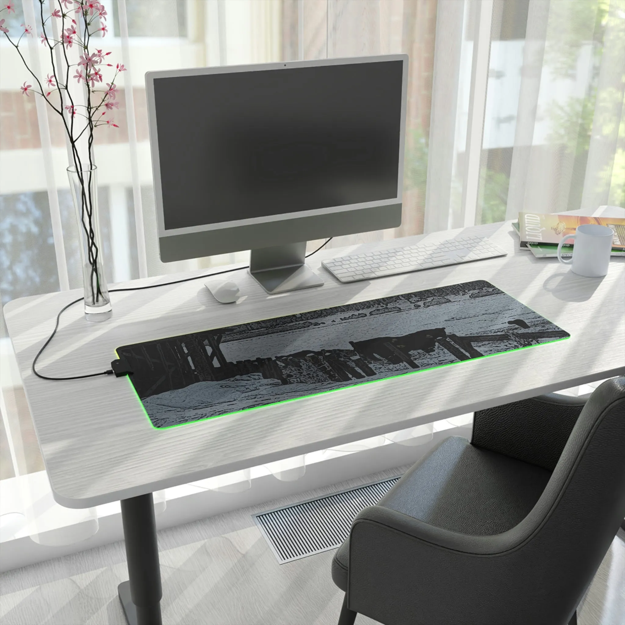 LED Gaming Mouse Pad ... A Quiet Morning ... "Along The Red River & Nature Preserve Plateau" ... Jan23 ... Original Works ...