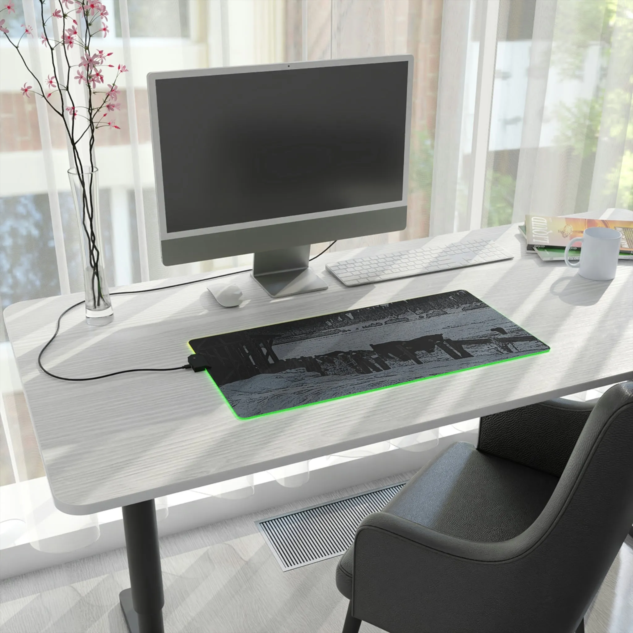 LED Gaming Mouse Pad ... A Quiet Morning ... "Along The Red River & Nature Preserve Plateau" ... Jan23 ... Original Works ...