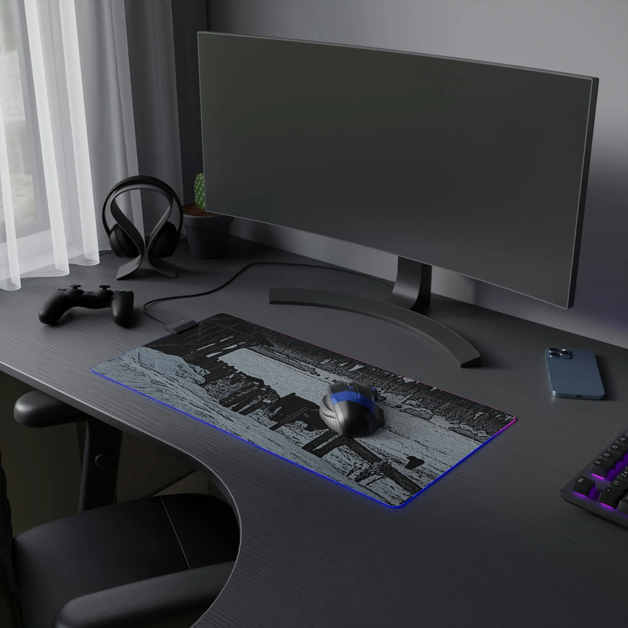 LED Gaming Mouse Pad ... A Quiet Morning ... "Along The Red River & Nature Preserve Plateau" ... Jan23 ... Original Works ...