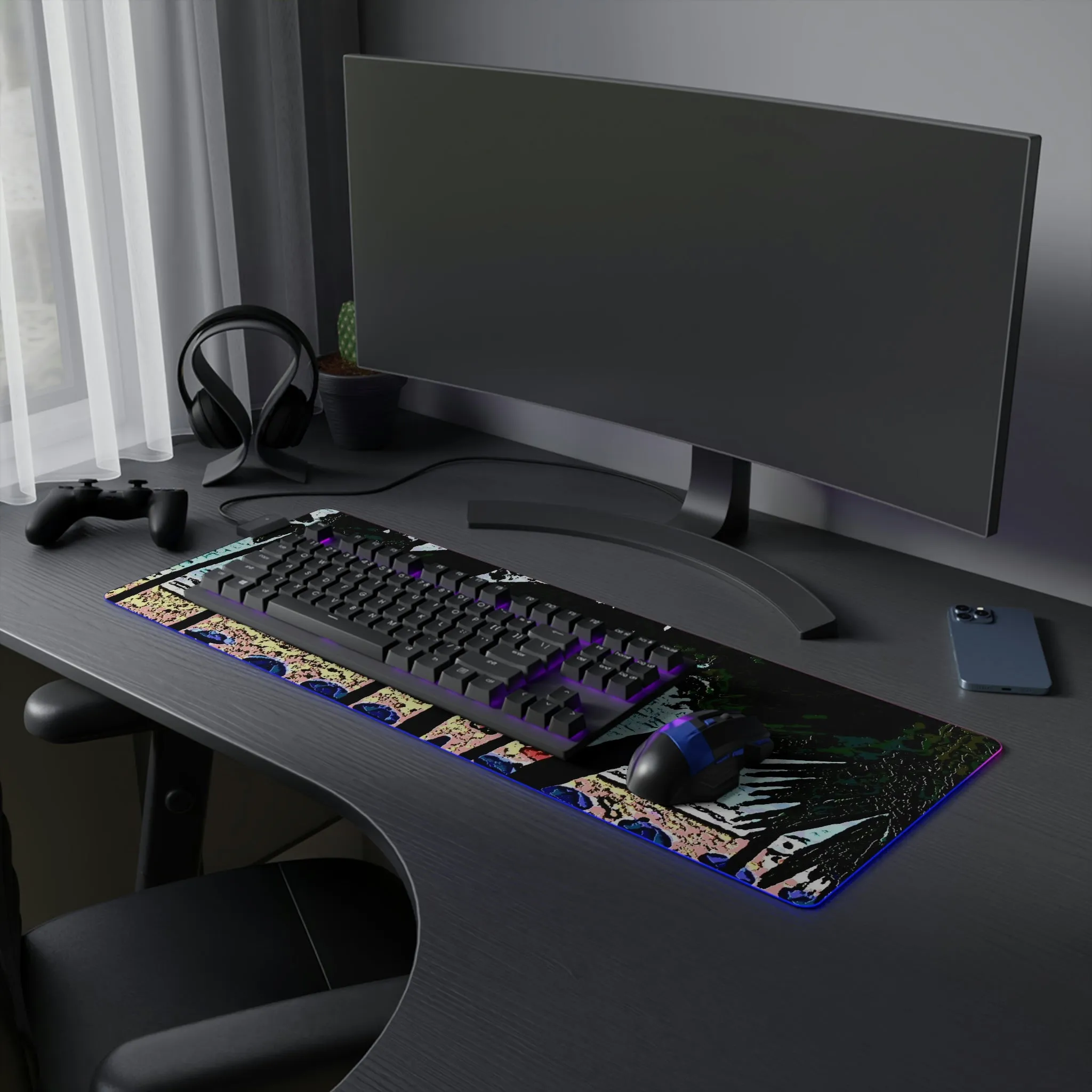 LED Gaming Mouse Pad ... "A Beautiful Beach Amongst The Palms" ... The Outrigger Waikiki, Honolulu, Oahu ... Original Works ...