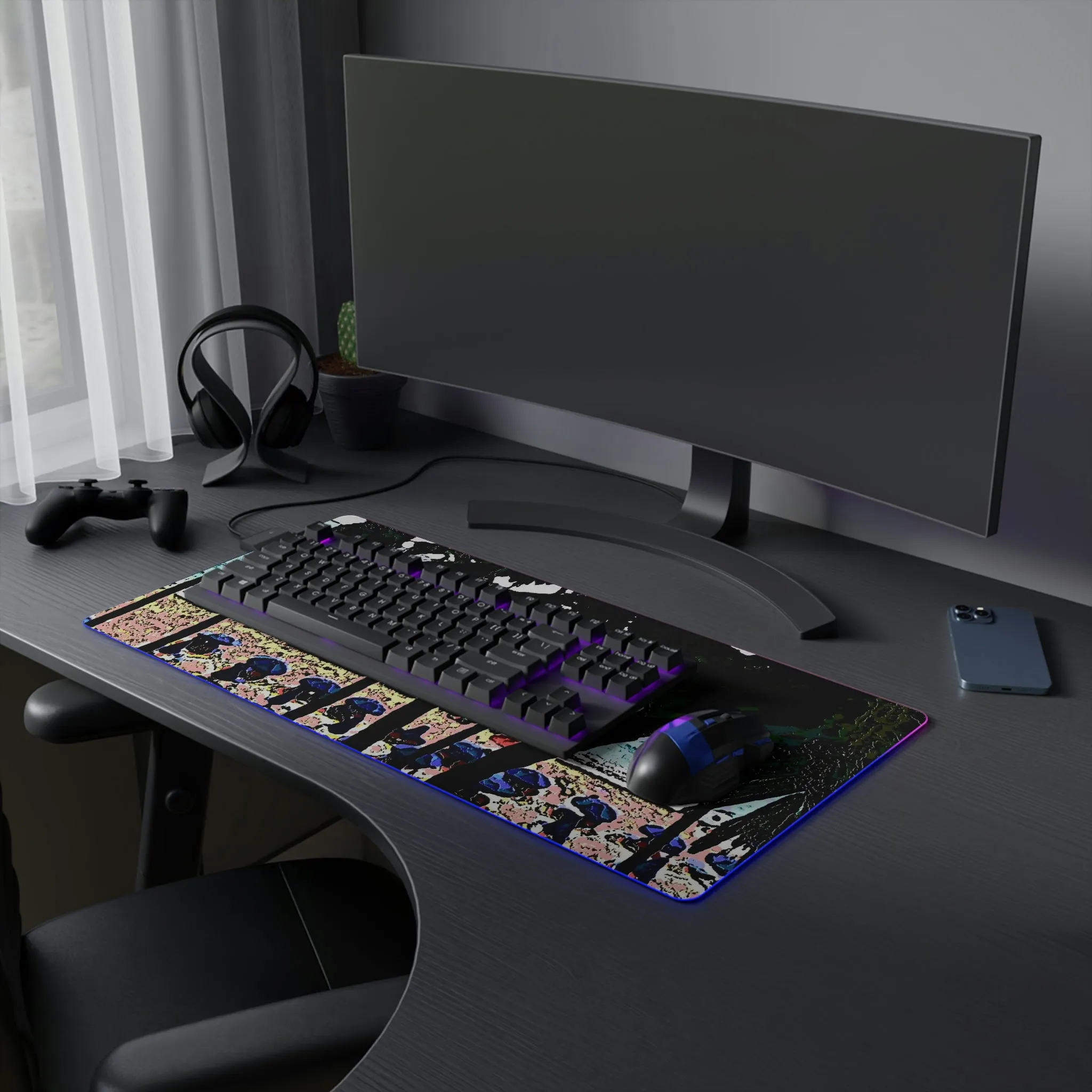 LED Gaming Mouse Pad ... "A Beautiful Beach Amongst The Palms" ... The Outrigger Waikiki, Honolulu, Oahu ... Original Works ...