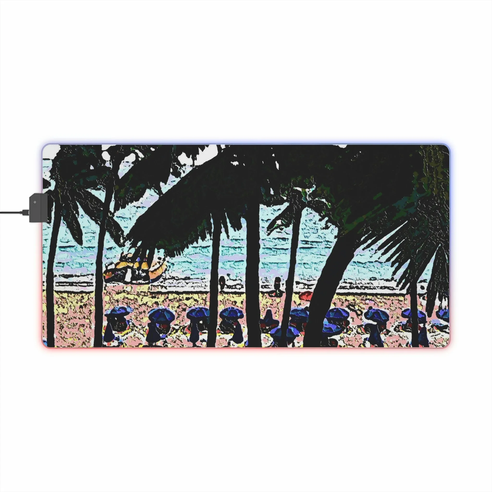 LED Gaming Mouse Pad ... "A Beautiful Beach Amongst The Palms" ... The Outrigger Waikiki, Honolulu, Oahu ... Original Works ...