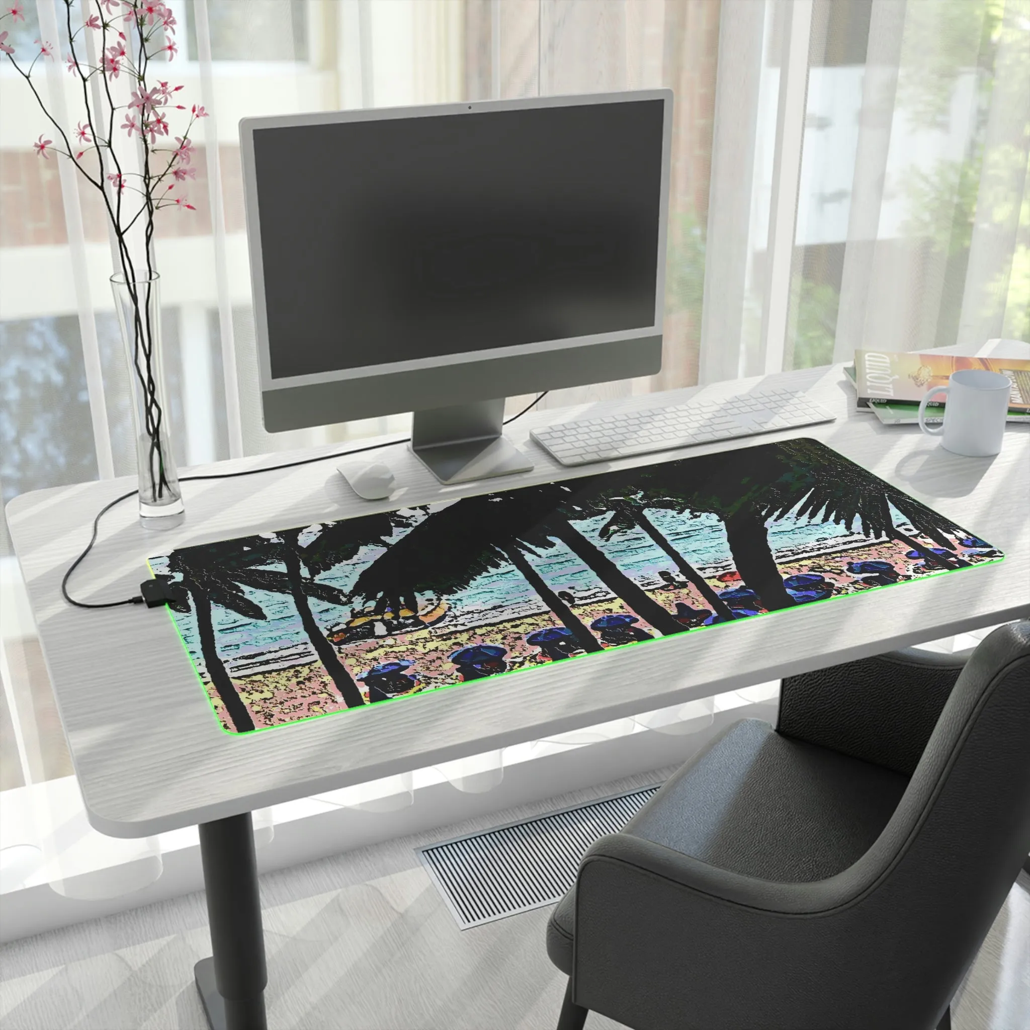 LED Gaming Mouse Pad ... "A Beautiful Beach Amongst The Palms" ... The Outrigger Waikiki, Honolulu, Oahu ... Original Works ...