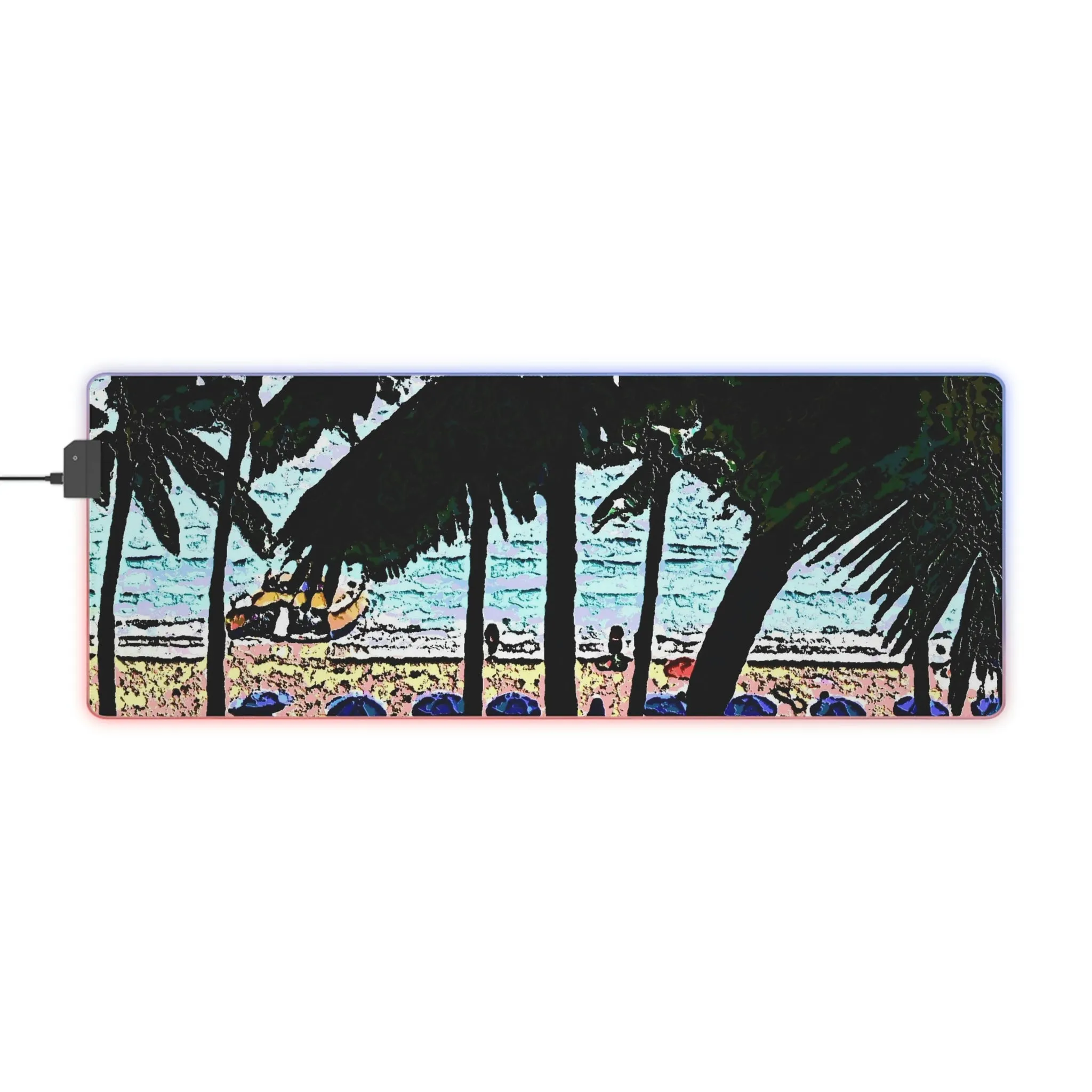 LED Gaming Mouse Pad ... "A Beautiful Beach Amongst The Palms" ... The Outrigger Waikiki, Honolulu, Oahu ... Original Works ...