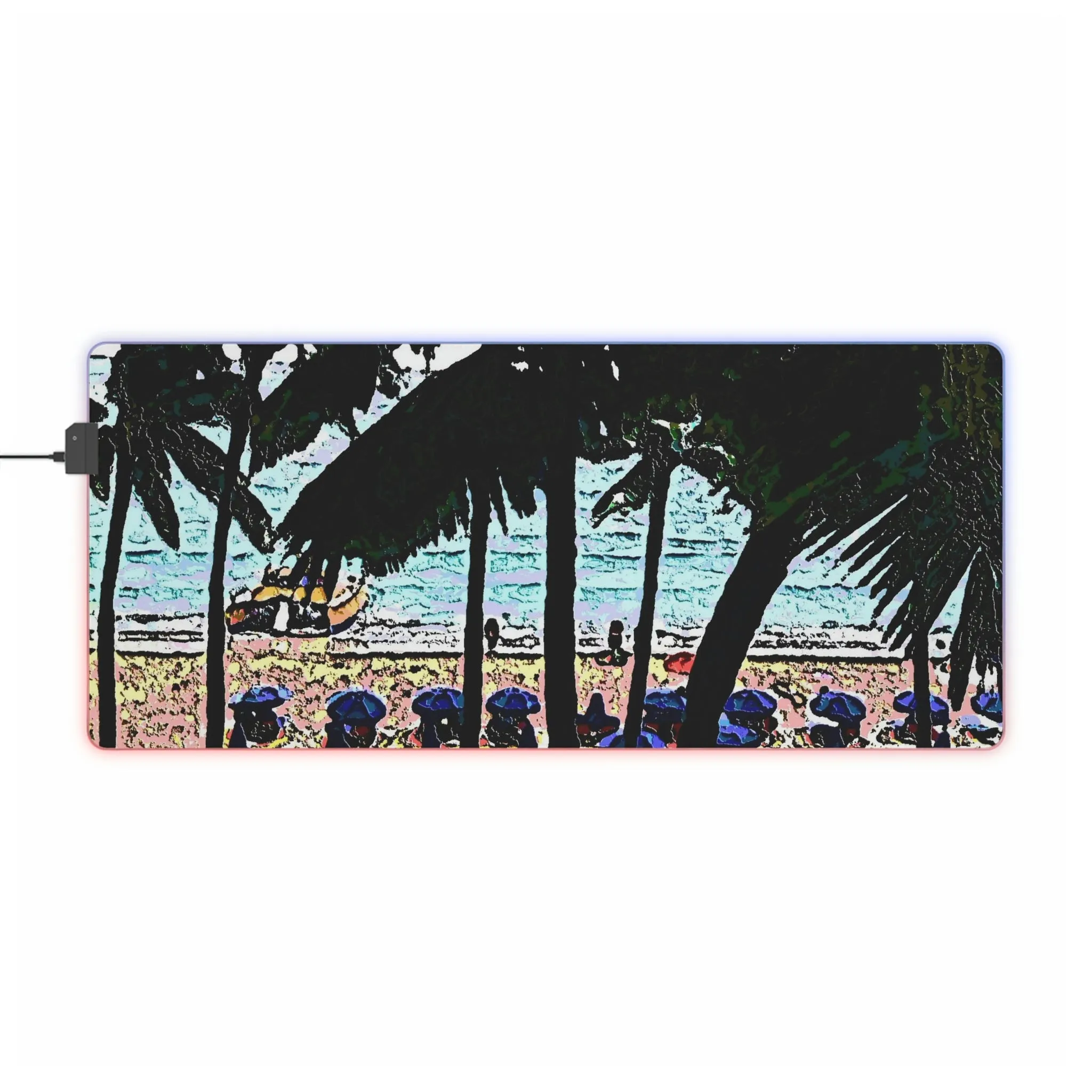LED Gaming Mouse Pad ... "A Beautiful Beach Amongst The Palms" ... The Outrigger Waikiki, Honolulu, Oahu ... Original Works ...