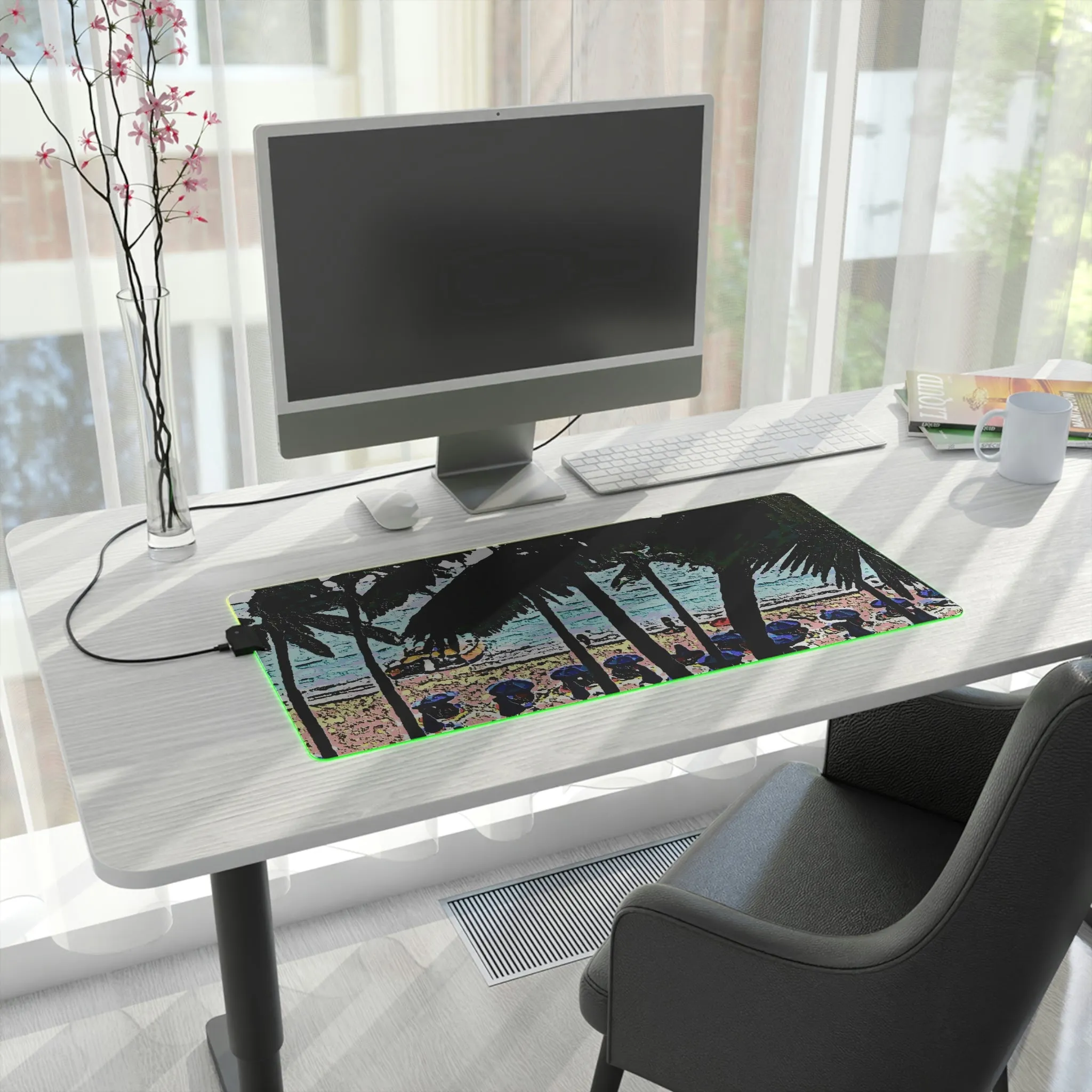 LED Gaming Mouse Pad ... "A Beautiful Beach Amongst The Palms" ... The Outrigger Waikiki, Honolulu, Oahu ... Original Works ...