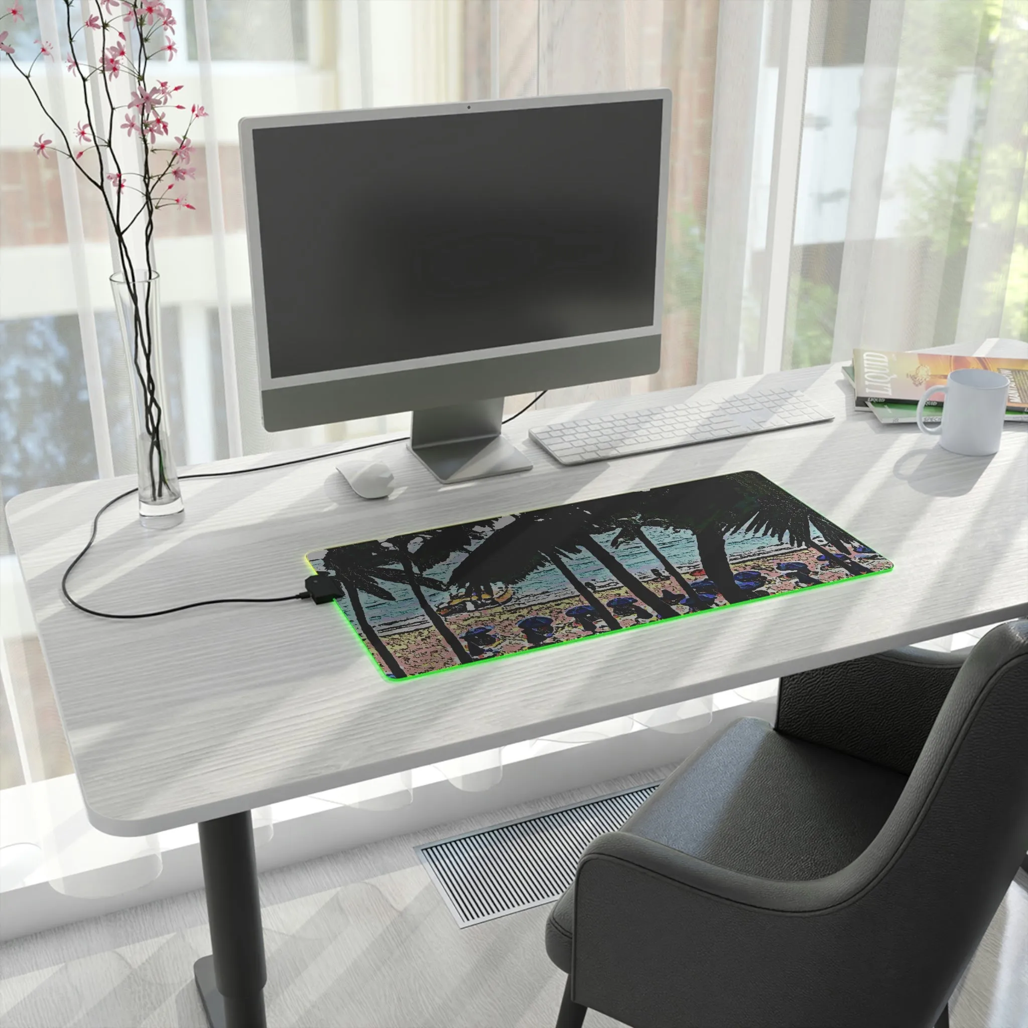 LED Gaming Mouse Pad ... "A Beautiful Beach Amongst The Palms" ... The Outrigger Waikiki, Honolulu, Oahu ... Original Works ...