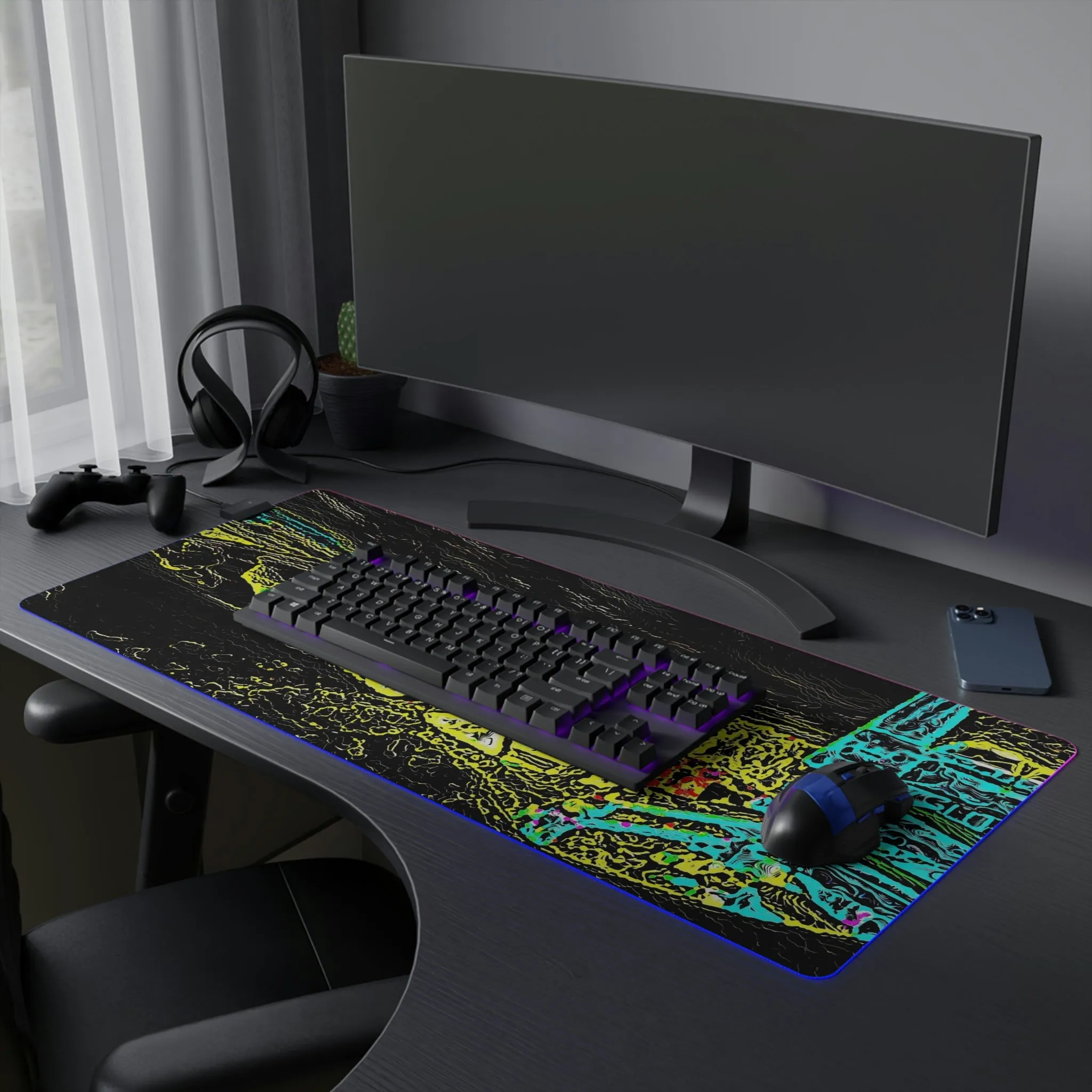 LED Gaming Mouse Pad ... "Snow Vehicle In Snow Storm At-Rest" ... Circa 12Mar23 ... Central Idaho ... 18-Hours Rendering Time: Original Works ...