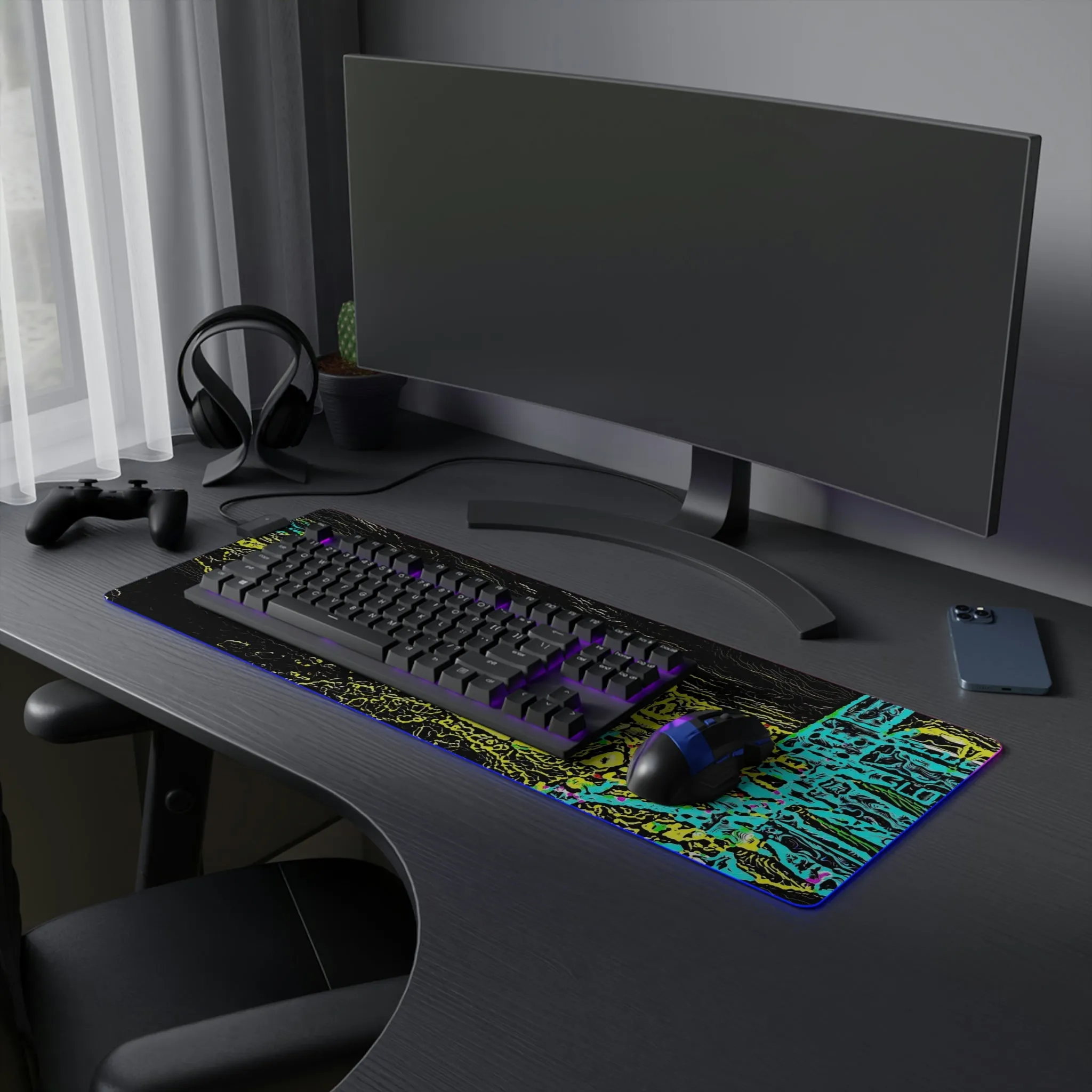LED Gaming Mouse Pad ... "Snow Vehicle In Snow Storm At-Rest" ... Circa 12Mar23 ... Central Idaho ... 18-Hours Rendering Time: Original Works ...