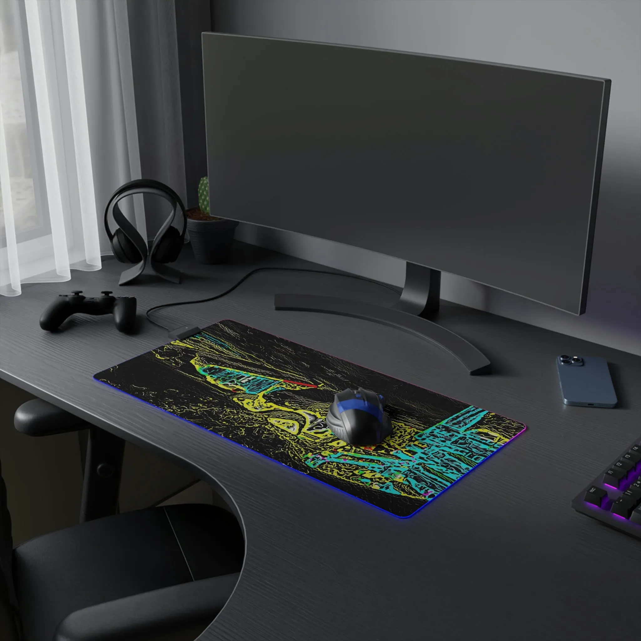 LED Gaming Mouse Pad ... "Snow Vehicle In Snow Storm At-Rest" ... Circa 12Mar23 ... Central Idaho ... 18-Hours Rendering Time: Original Works ...