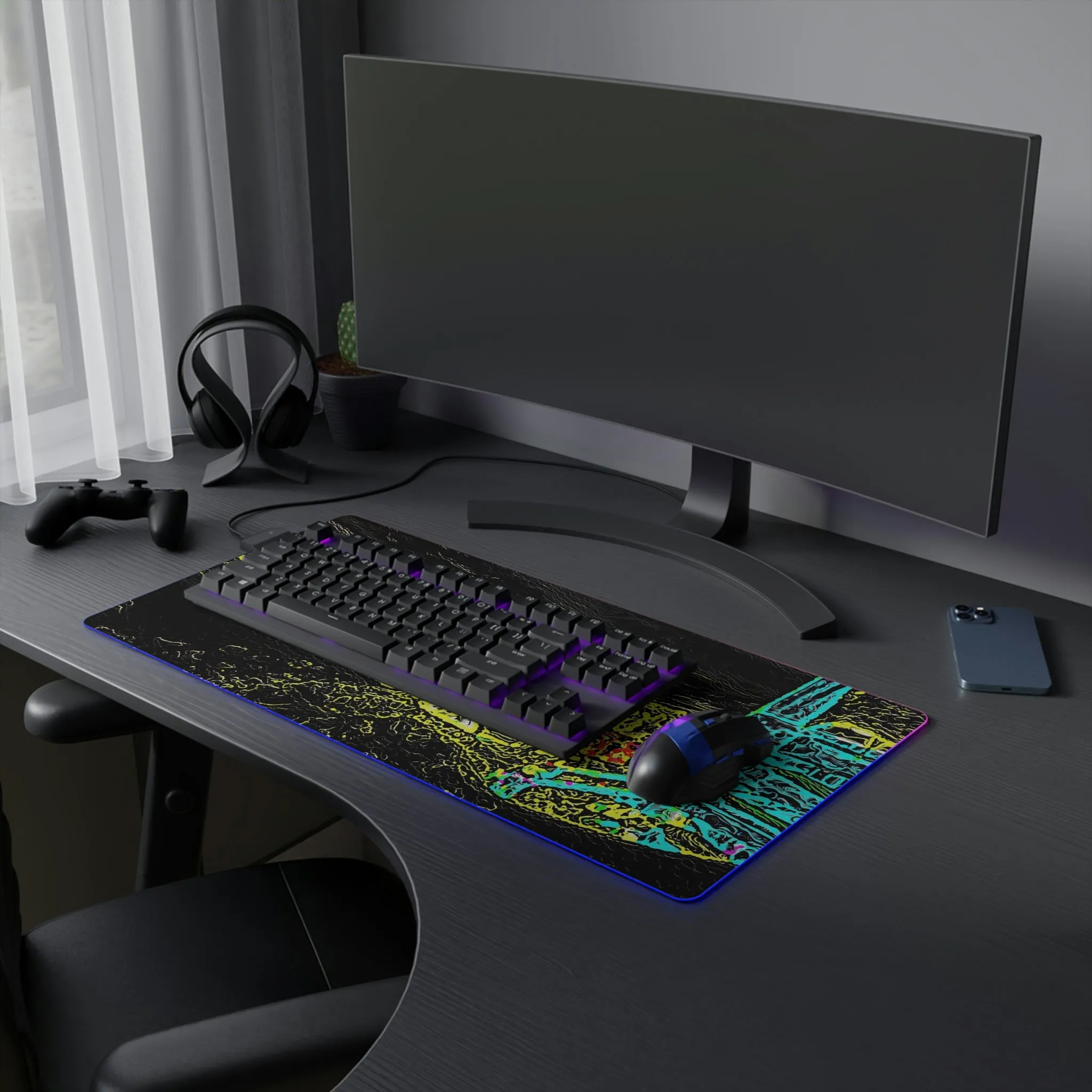 LED Gaming Mouse Pad ... "Snow Vehicle In Snow Storm At-Rest" ... Circa 12Mar23 ... Central Idaho ... 18-Hours Rendering Time: Original Works ...