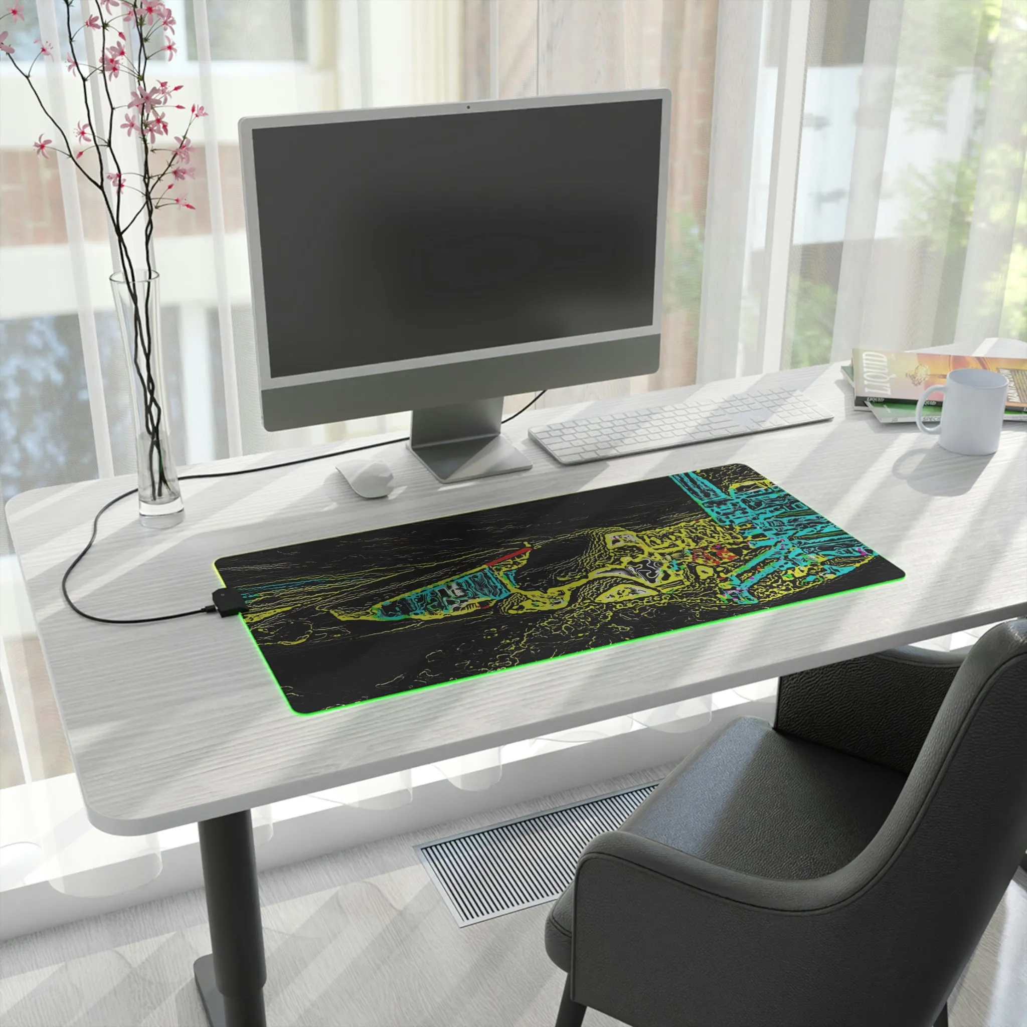LED Gaming Mouse Pad ... "Snow Vehicle In Snow Storm At-Rest" ... Circa 12Mar23 ... Central Idaho ... 18-Hours Rendering Time: Original Works ...
