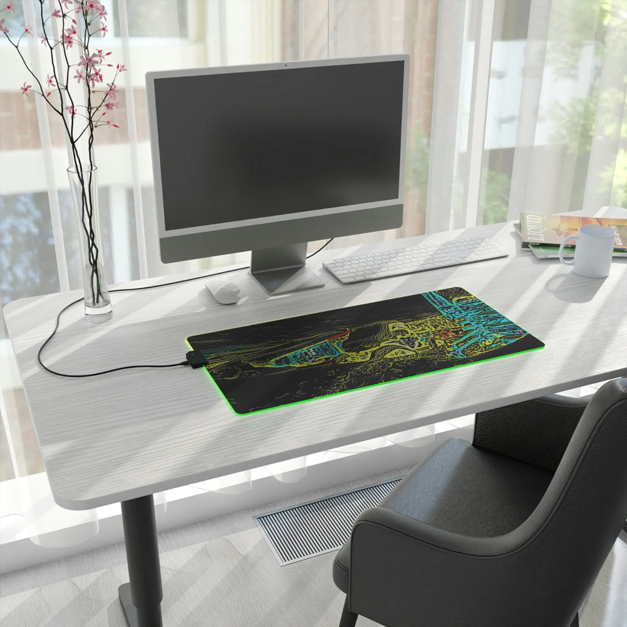 LED Gaming Mouse Pad ... "Snow Vehicle In Snow Storm At-Rest" ... Circa 12Mar23 ... Central Idaho ... 18-Hours Rendering Time: Original Works ...