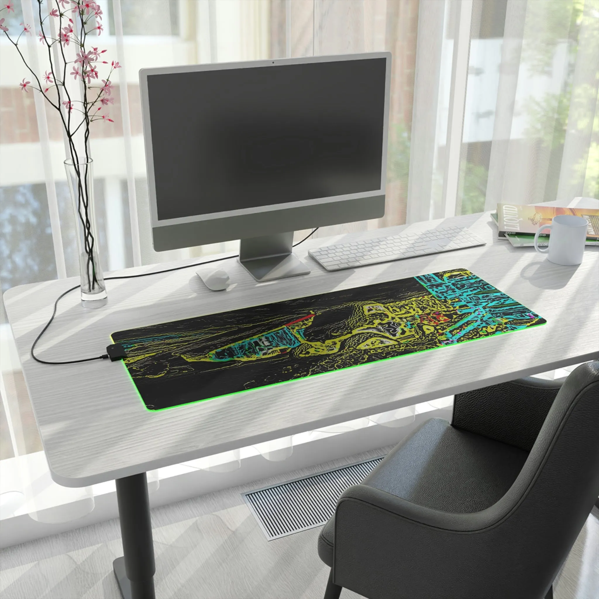 LED Gaming Mouse Pad ... "Snow Vehicle In Snow Storm At-Rest" ... Circa 12Mar23 ... Central Idaho ... 18-Hours Rendering Time: Original Works ...