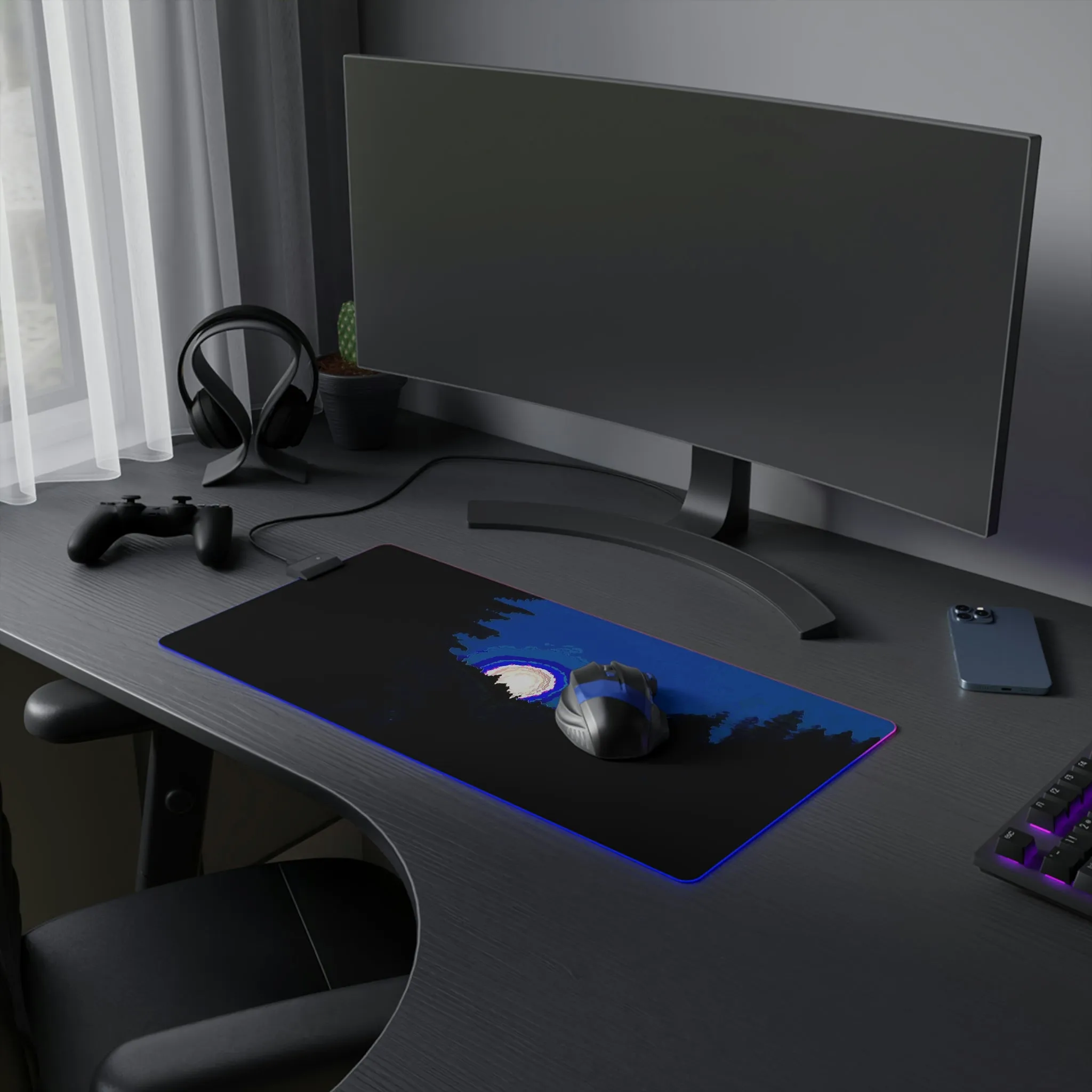 LED Gaming Mouse Pad ... "The Road Home" ...' Over The River & Through The Woods To? ...' ... Moonscape Near Elk City, Idaho ... Original Works ... 5Jan23 ...