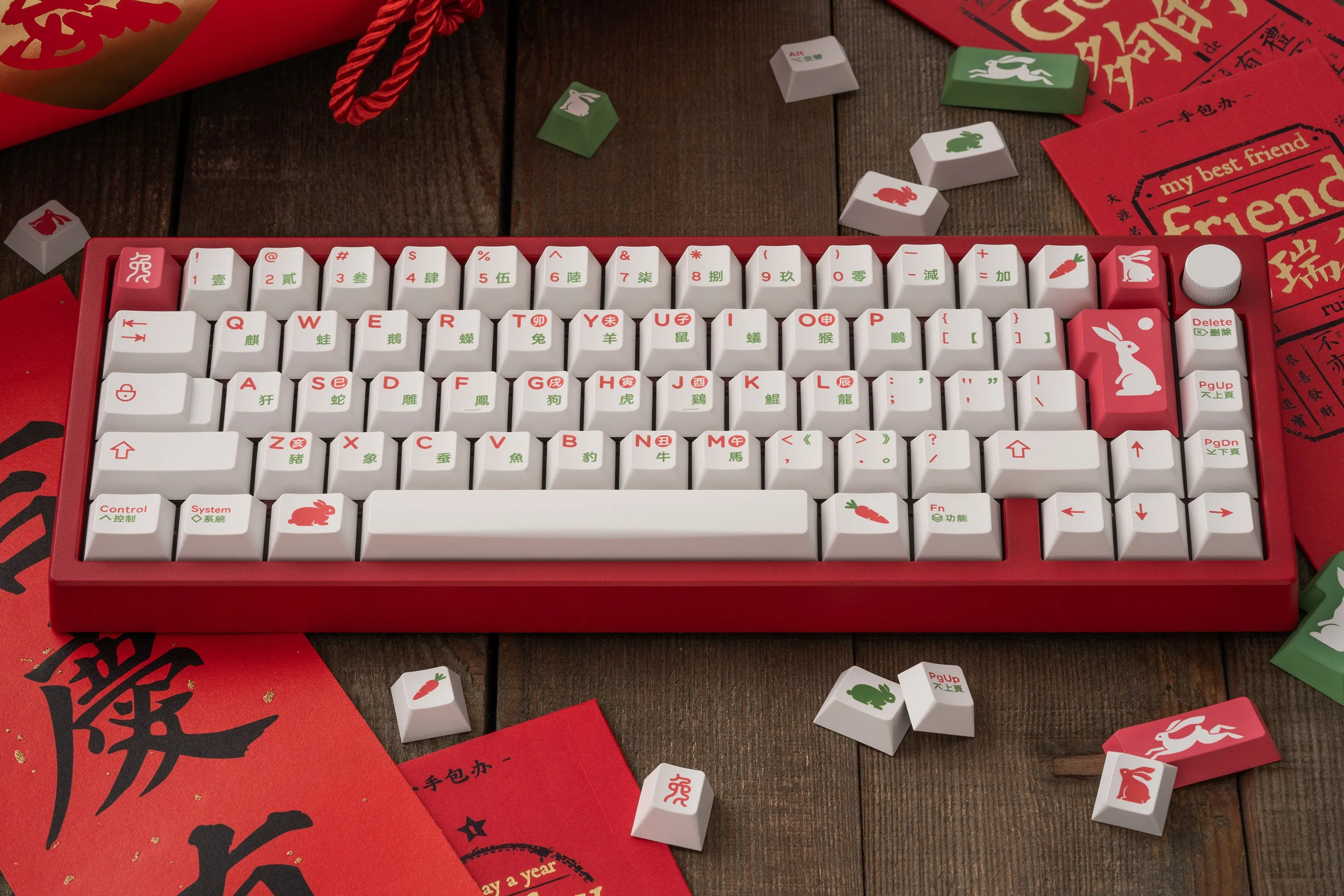 [LIMITED] GLOVE x Domikey the Year of Rabbit PBT Dye sub Cherry profile keycaps all over dyesub limited edition