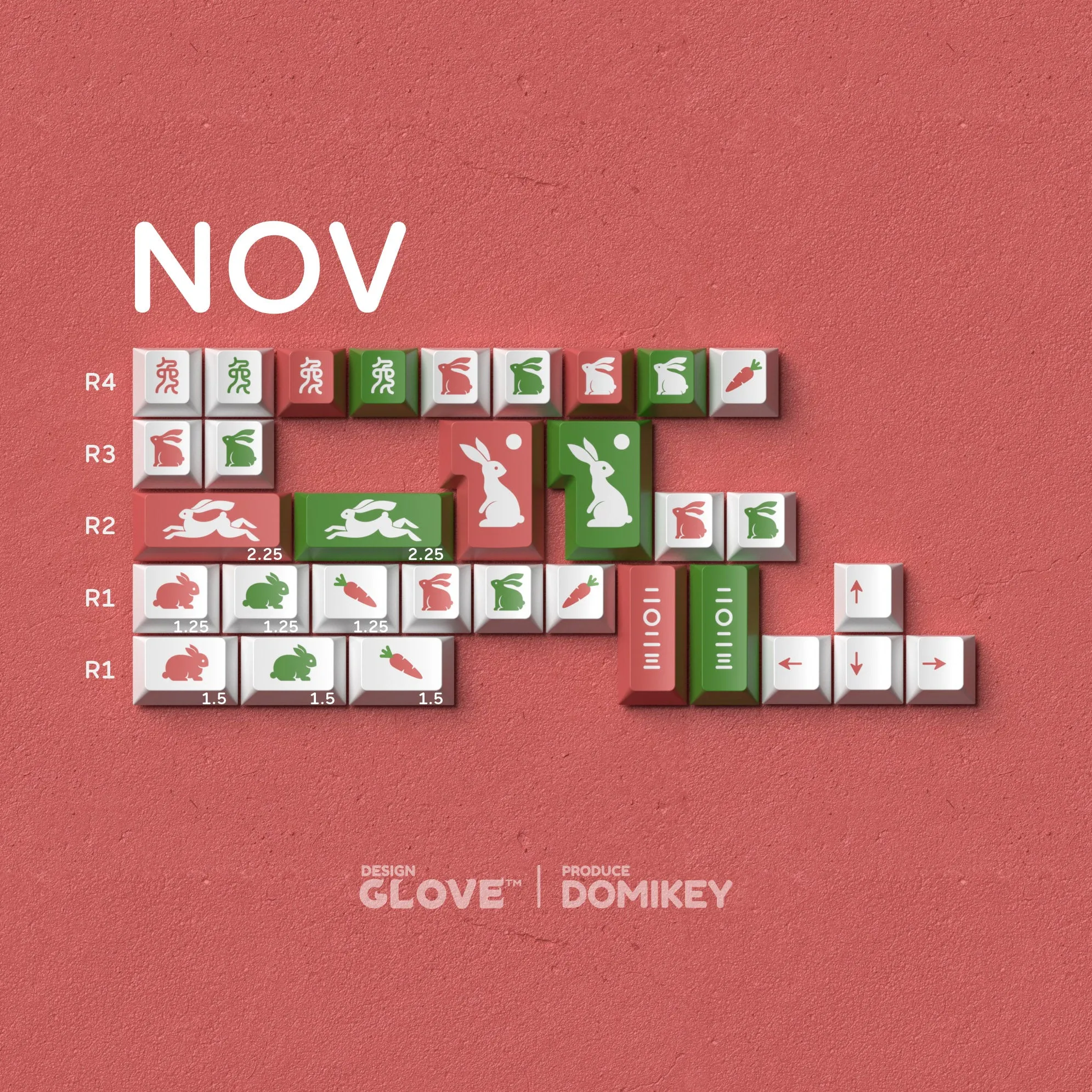 [LIMITED] GLOVE x Domikey the Year of Rabbit PBT Dye sub Cherry profile keycaps all over dyesub limited edition