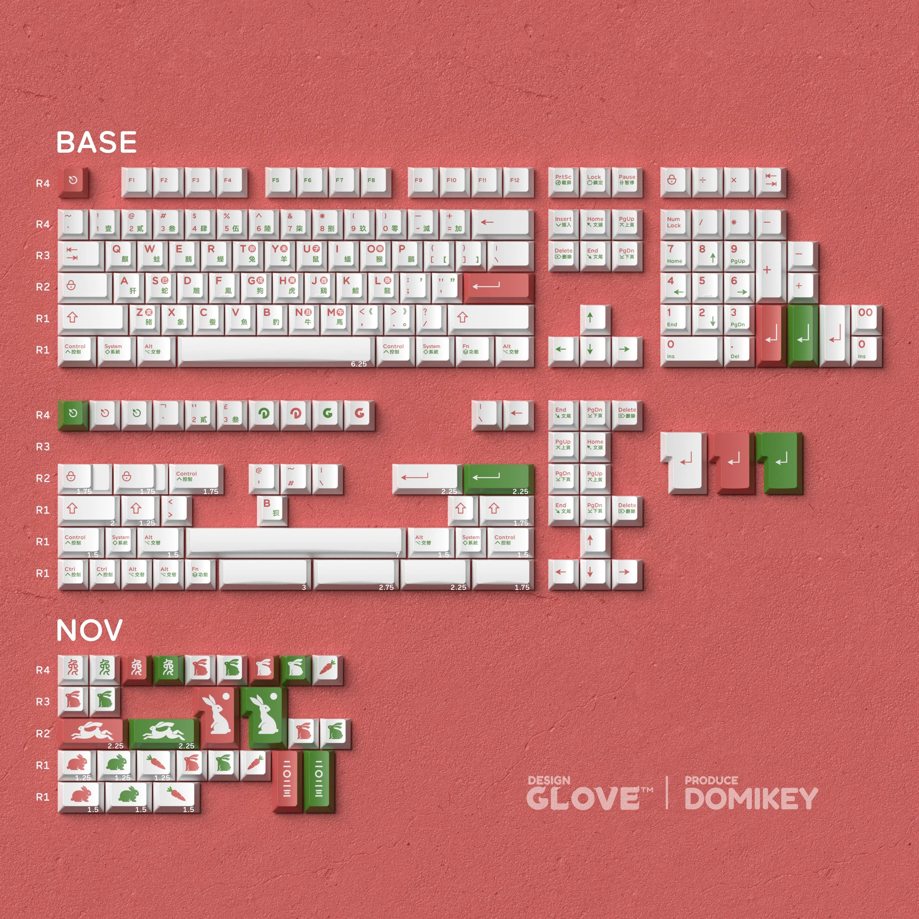 [LIMITED] GLOVE x Domikey the Year of Rabbit PBT Dye sub Cherry profile keycaps all over dyesub limited edition