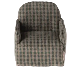 Maileg Chair, Mouse - Green checker