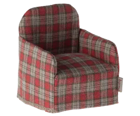 Maileg Chair, Mouse - Red checker