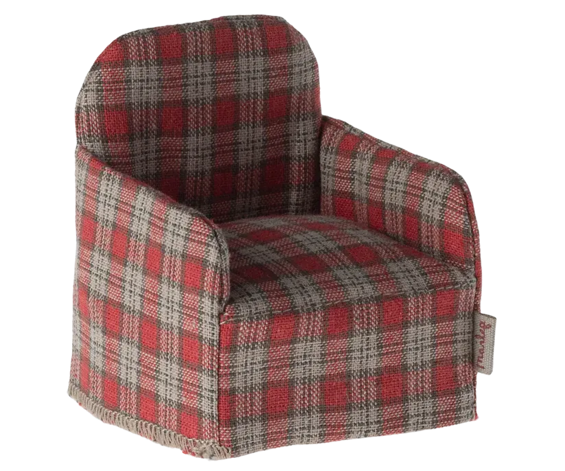 Maileg Chair, Mouse - Red checker