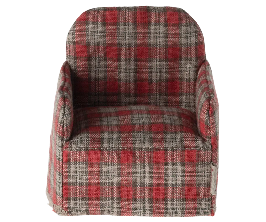 Maileg Chair, Mouse - Red checker