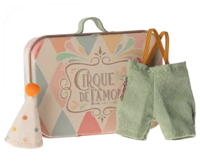 Maileg Clown clothes in suitcase, Little brother mouse