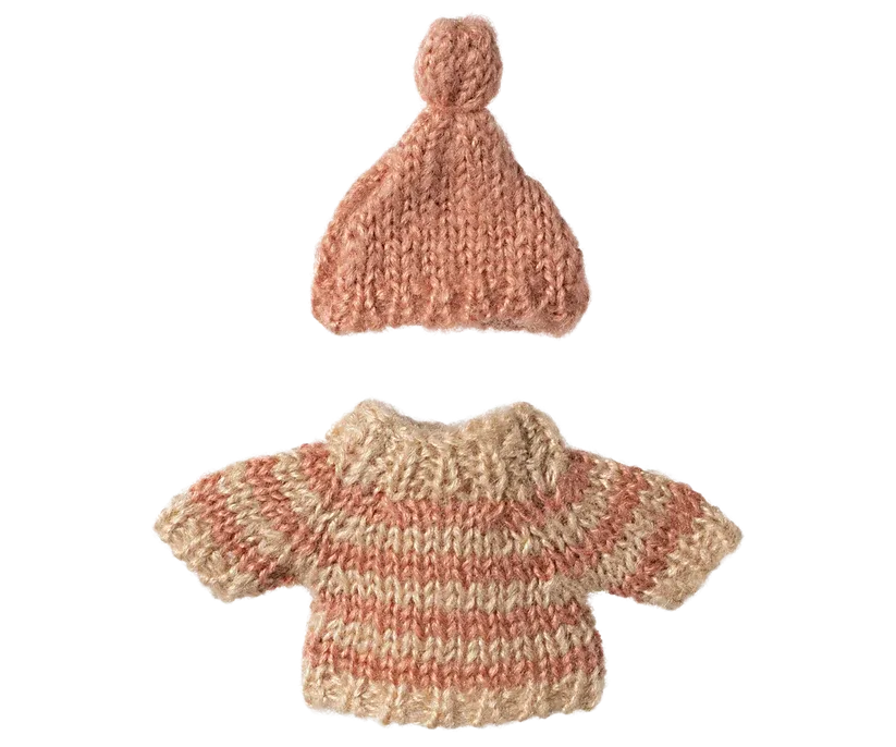 Maileg Knitted sweater and hat, Big sister mouse