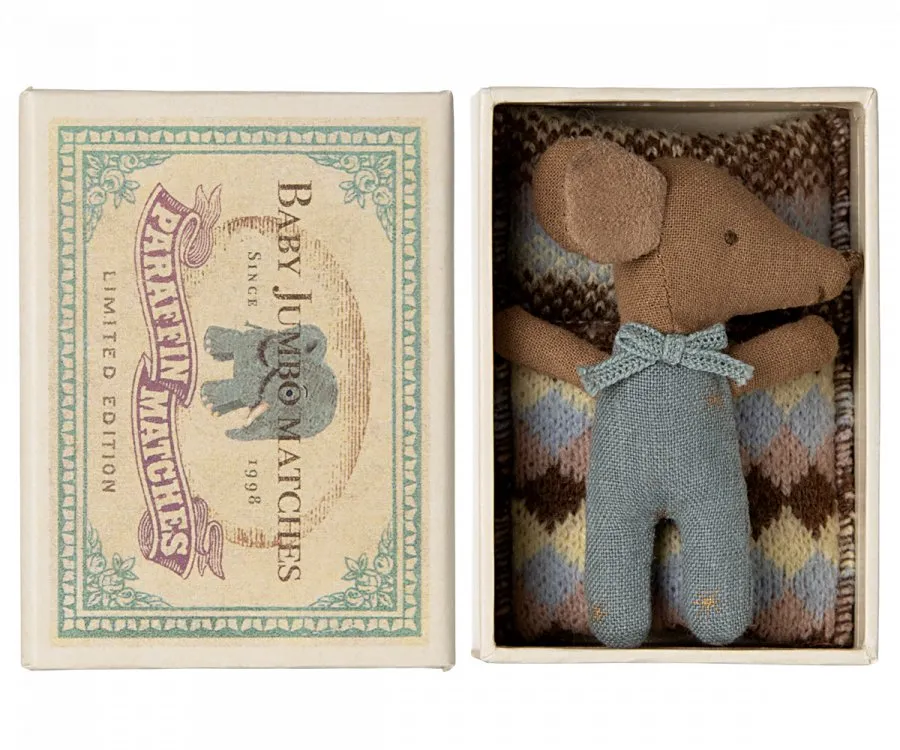 Maileg | Sleepy/Wakey Baby Mouse in Matchbox, Blue