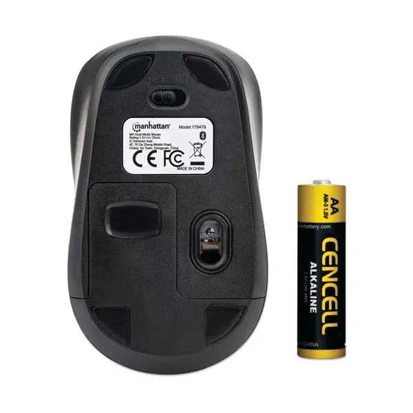 Manhattan 179478 Bluetooth / 2.4 GHz Wireless Dual-Mode Mouse with Three Buttons and Scroll Wheel