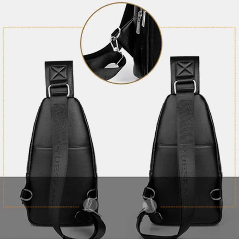 Men Leather Sling Bag Multipurpose Casual Bag Chest Bag Shoulder Bag