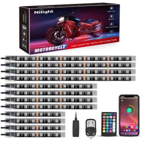 Motorcycle RGB APP Remote Control LED Strip Lights 12PCS