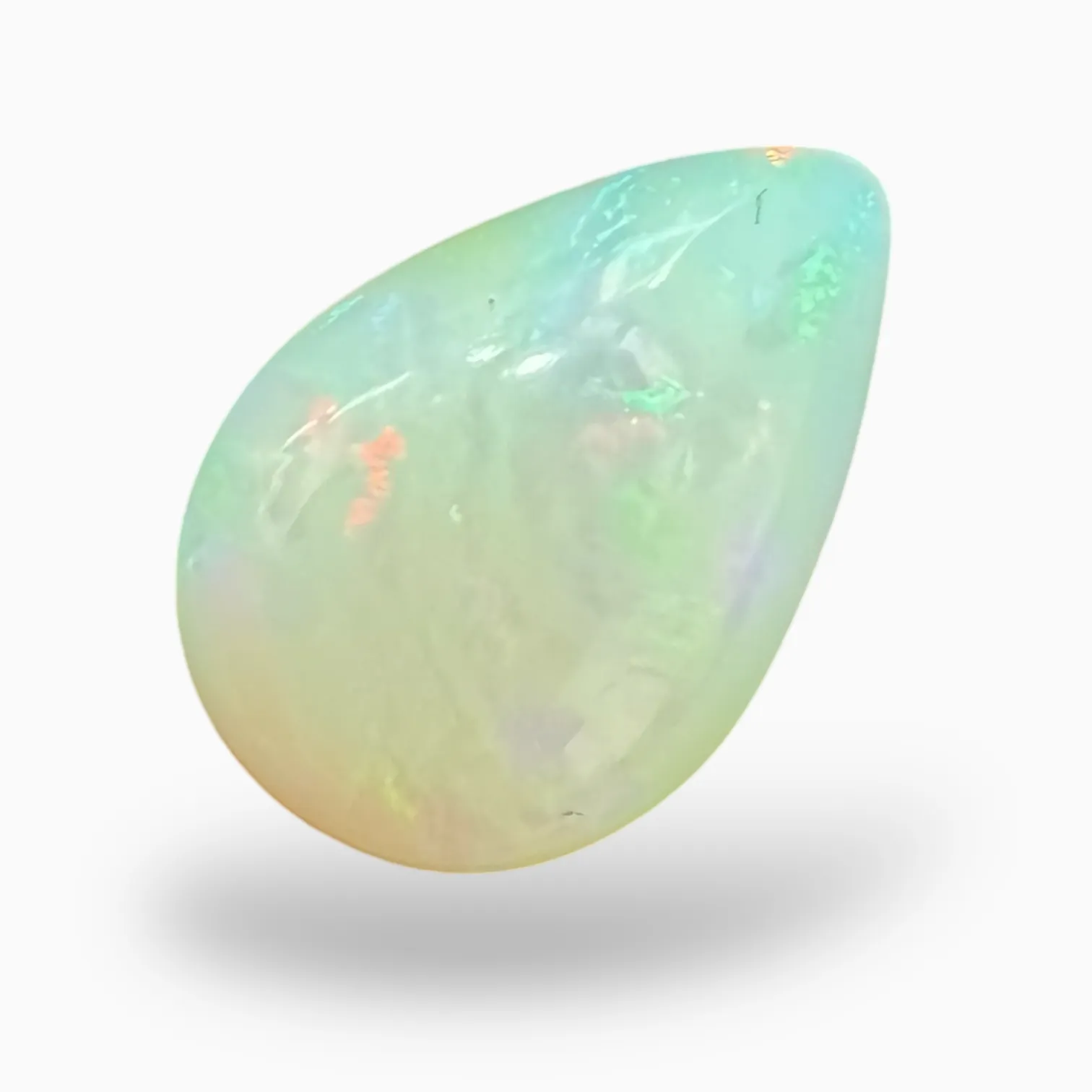 Natural White Color Ethiopian Opal Stone 4.29  Carats Pear Cabochon Shape 15X10.5mm