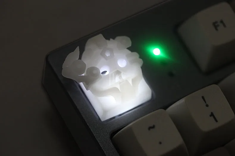 Novelty Shine Through Keycaps 3d printed print printing skull soldier custom mechanical keyboards light Cherry MX compatible Clear white DIY